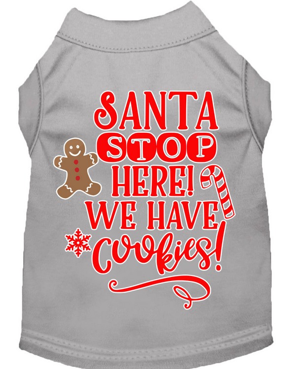 Santa, We Have Cookies Screen Print Dog Shirt Grey XXXL